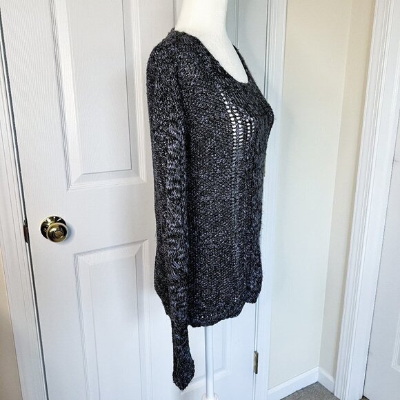 Women's Mudd Long Sleeve Sweater | Blue | Open Knit | Scoop Neck | Size Medium - Picture 3 of 10